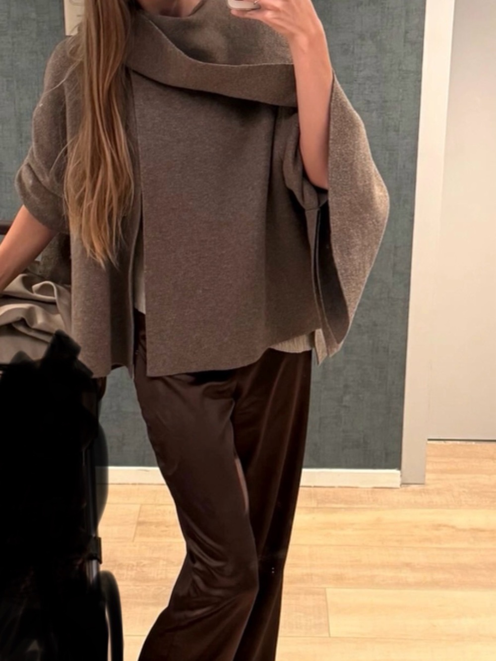 Zara Wool Blend Cape Jacket Taupe